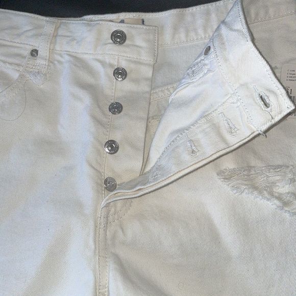 Free People Women's Makai Cutoff Jean Shorts size 25 NWT Bright White Button Fly - Picture 5 of 11